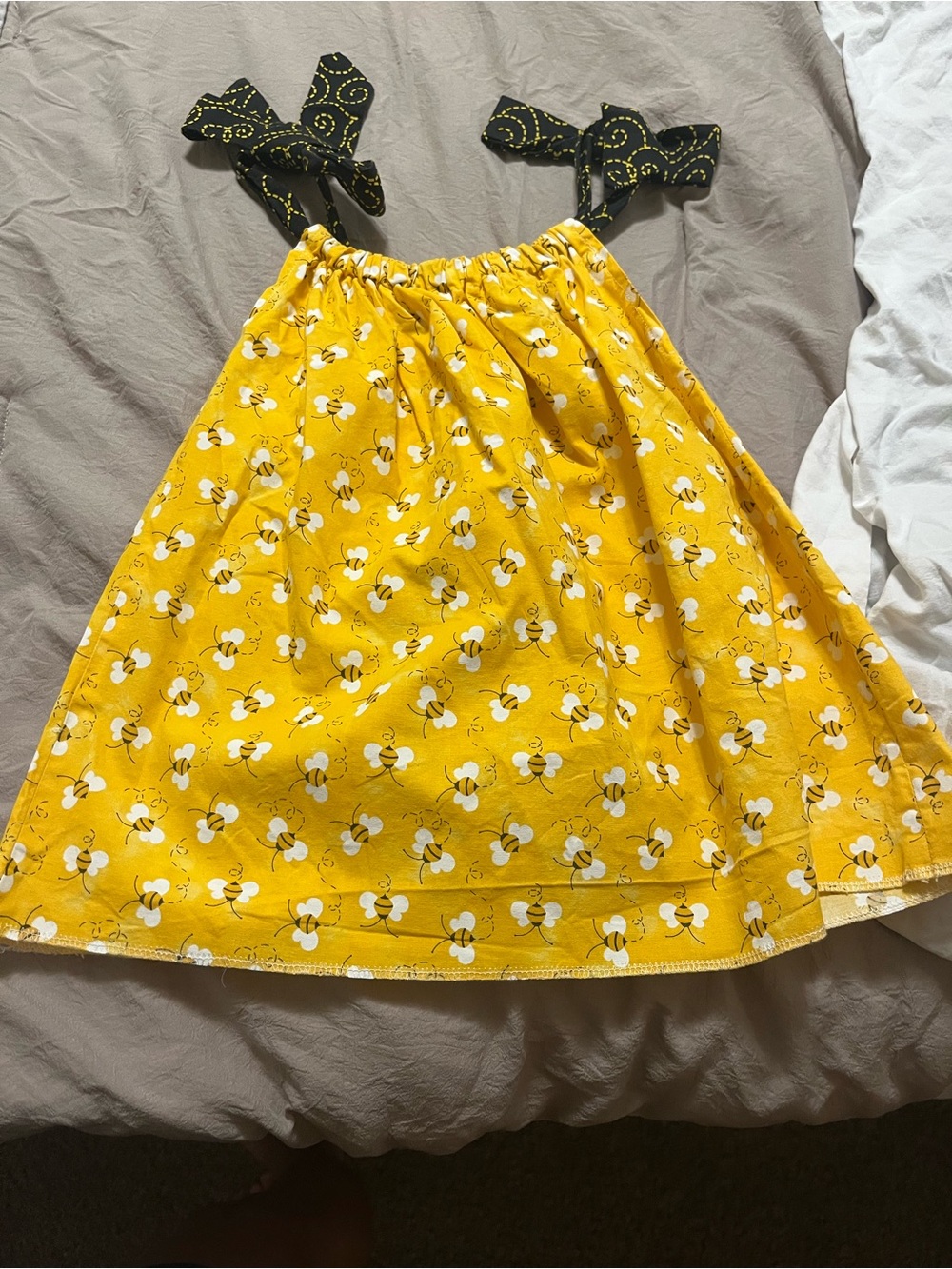 Yellow Bumble Bee Tie-Strap Dress